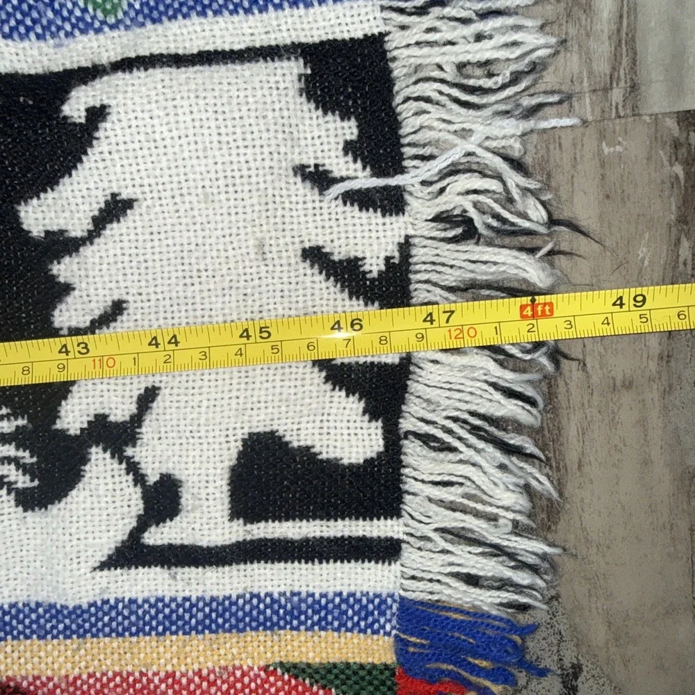 Vintage Art Native American Indian Canoe Tapestry Blanket Navajo Southwest 52X48